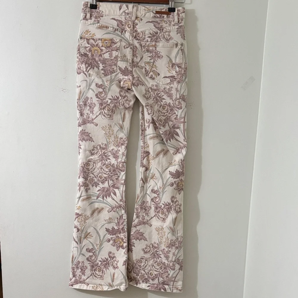 Pilcro and the Letterpress Cream-Pink Floral High Rise Bootcut Flare size 25 - Picture 4 of 11